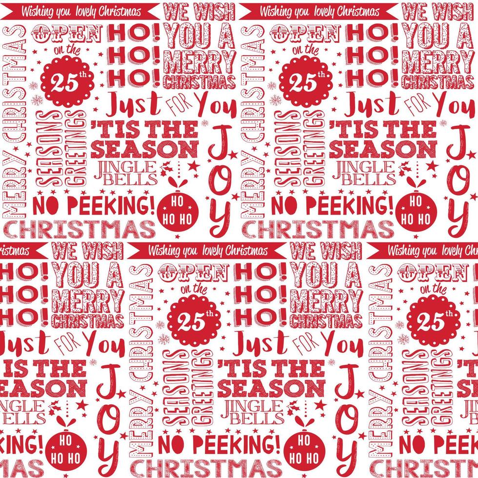 Christmas text repeat seamless pattern vector