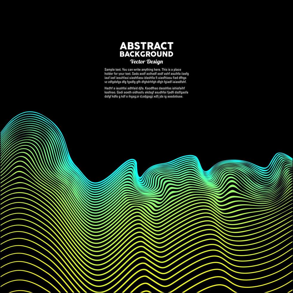 Abstract colored dynamic waves on a dark background. Vector illustration