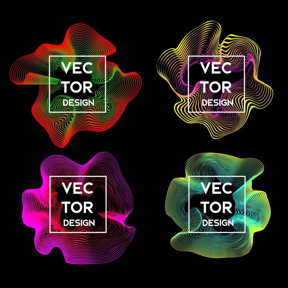 Abstract background with dynamic line waves vector set. Vector illustration