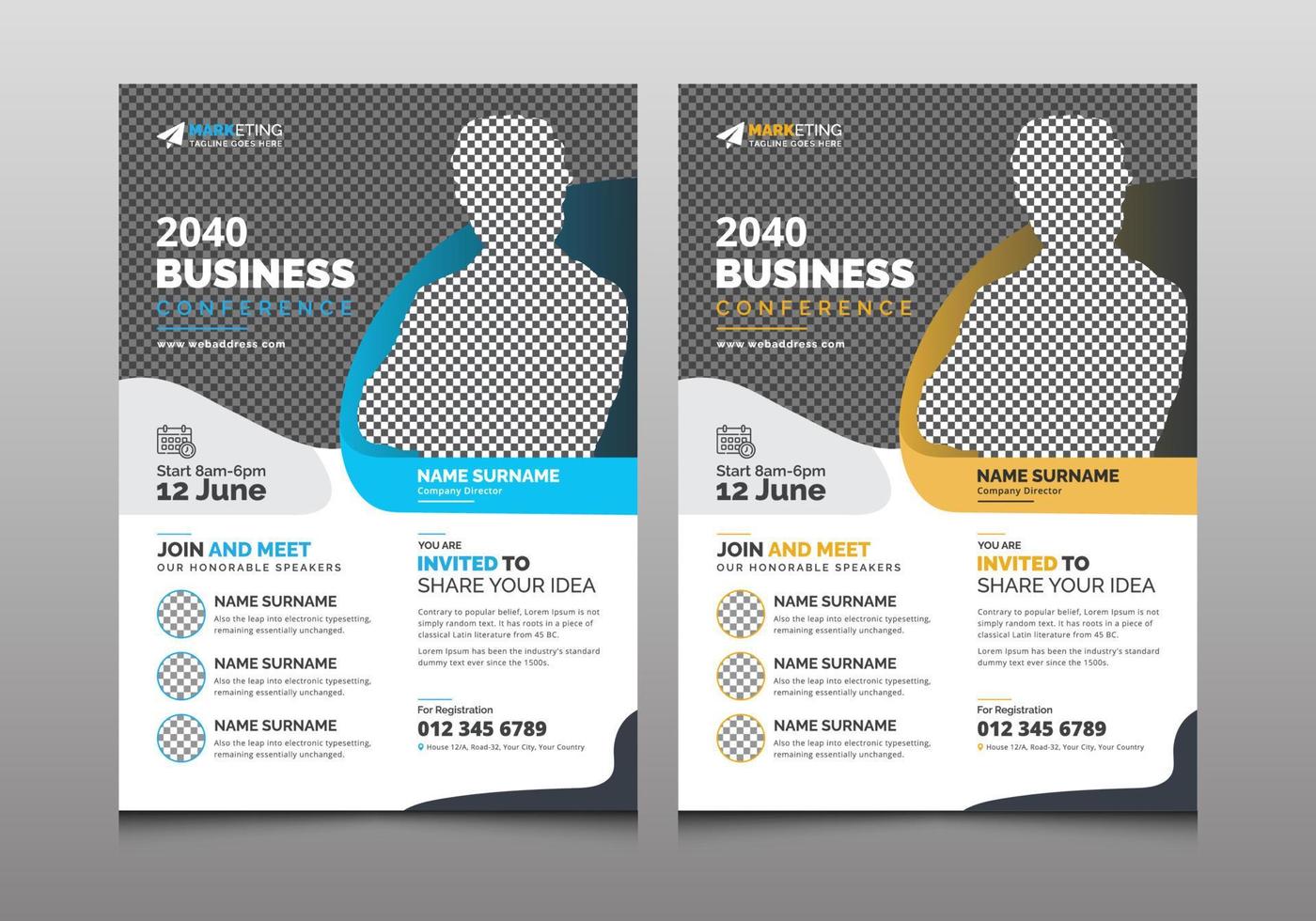 Modern Unique Business Conference Flyer Template Example Sample Clean Design Layout vector