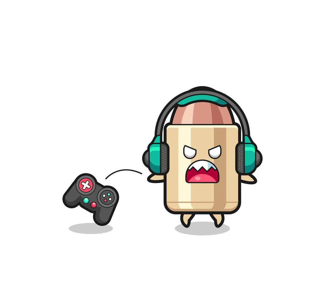 bullet gamer mascot is angry vector