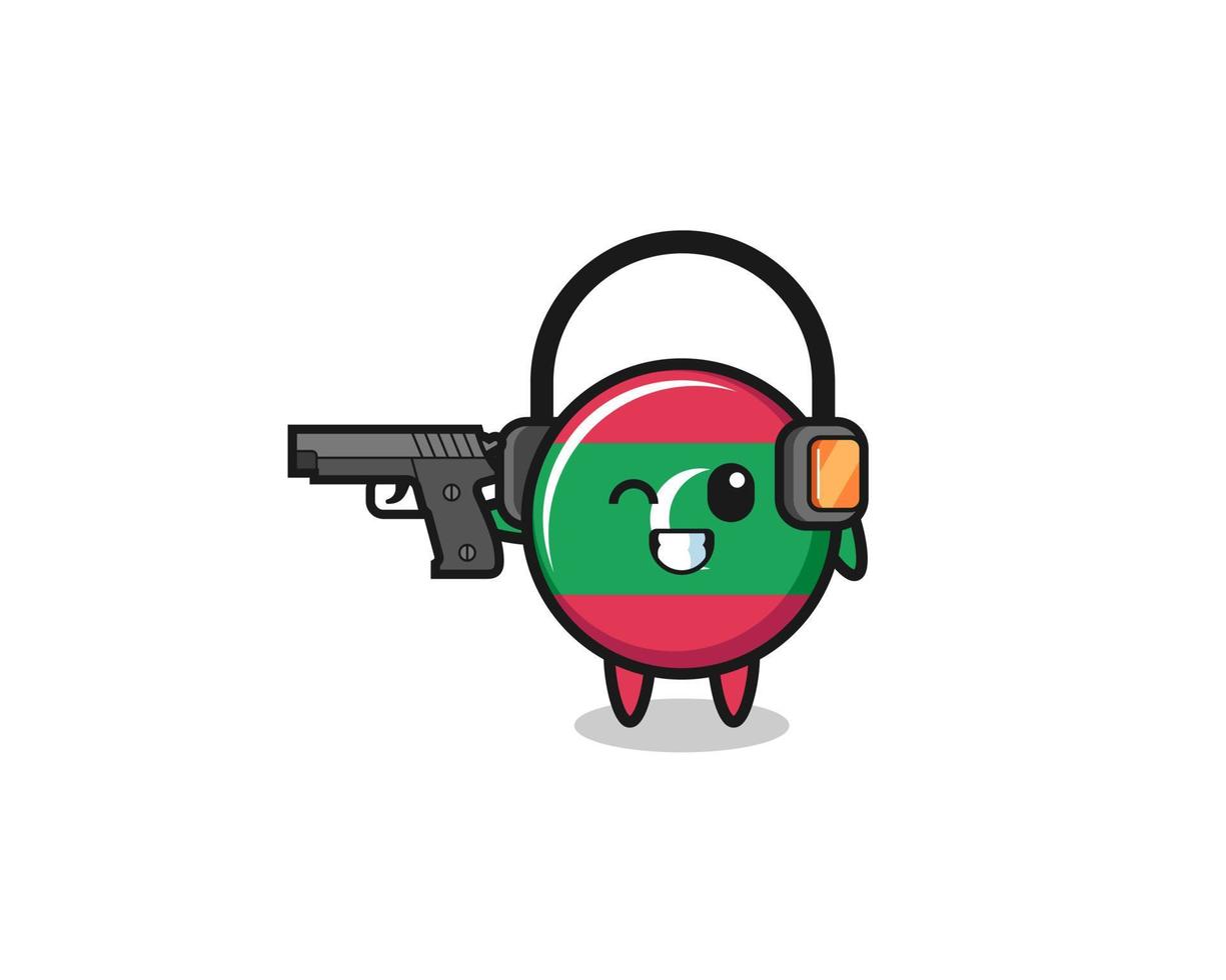 illustration of maldives flag cartoon doing shooting range vector