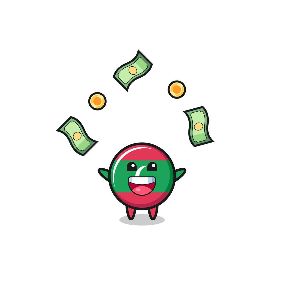 illustration of the maldives flag catching money falling from the sky vector