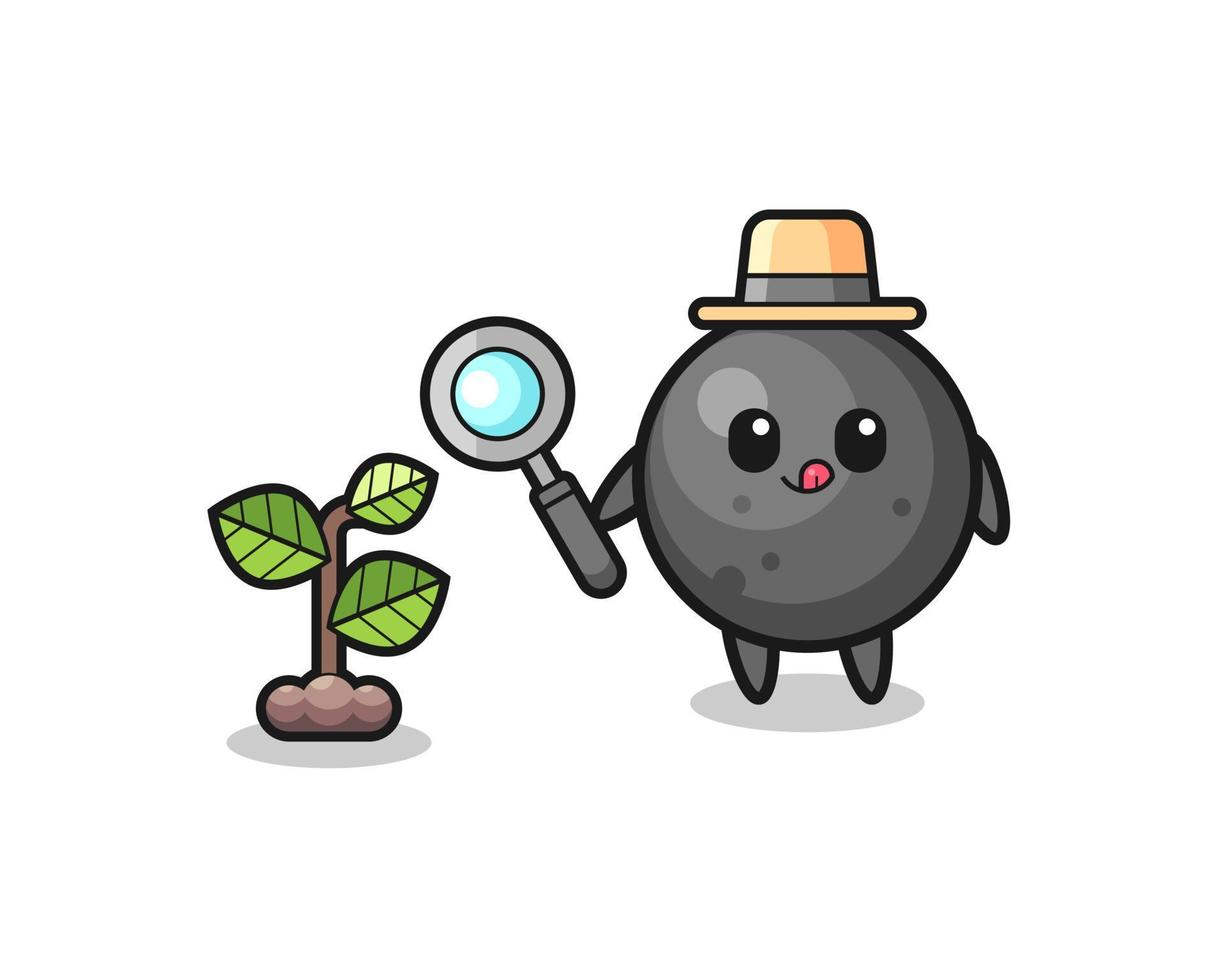 cute cannon ball herbalist researching a plants vector