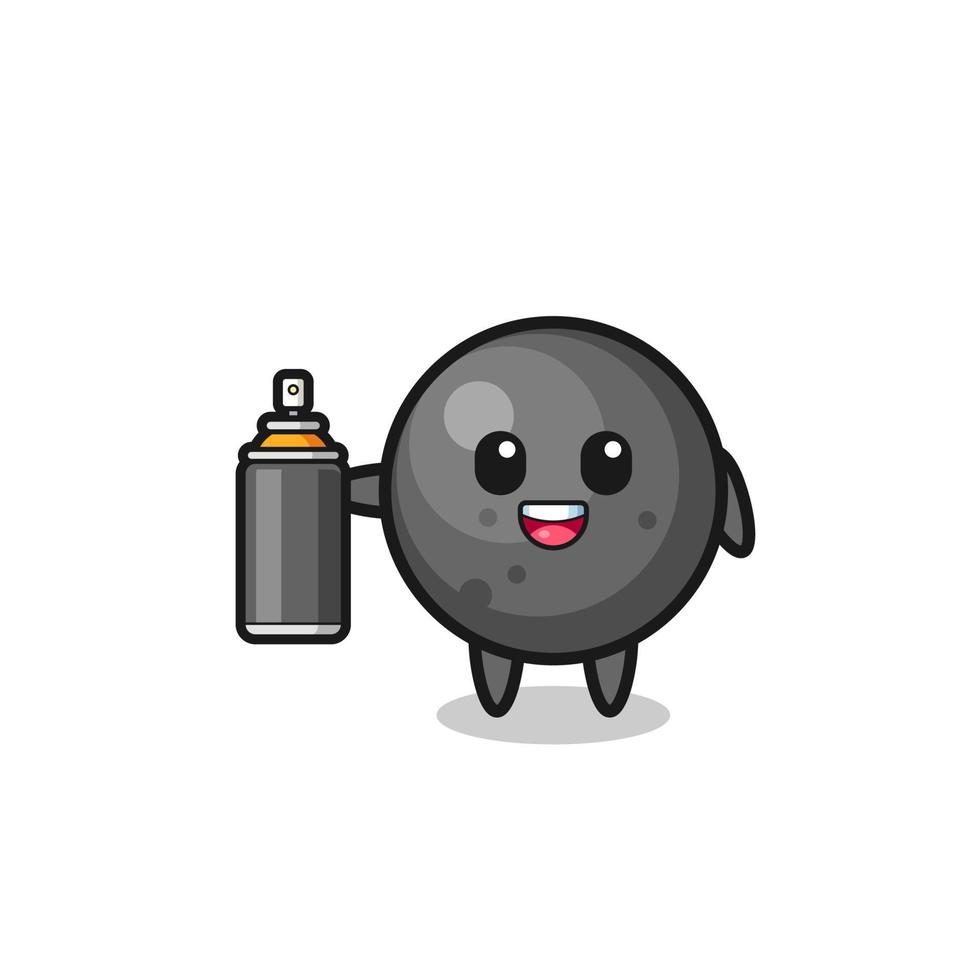 the cute cannon ball as a graffiti bomber vector