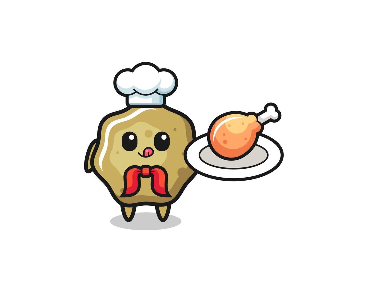 loose stools fried chicken chef cartoon character vector