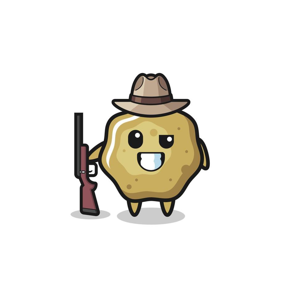 loose stools hunter mascot holding a gun vector