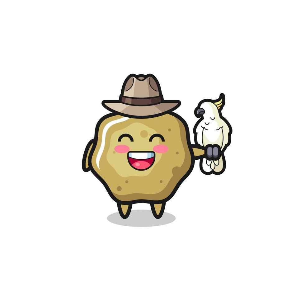 loose stools zookeeper mascot with a parrot vector