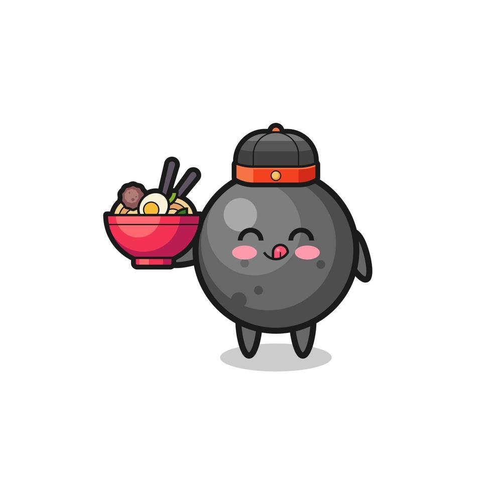 cannon ball as Chinese chef mascot holding a noodle bowl vector