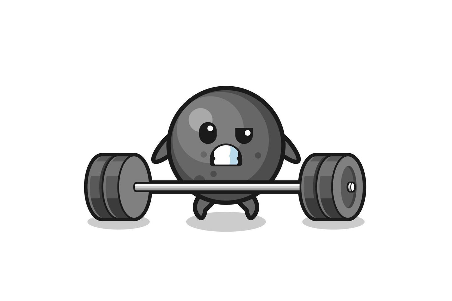 cartoon of cannon ball lifting a barbell vector