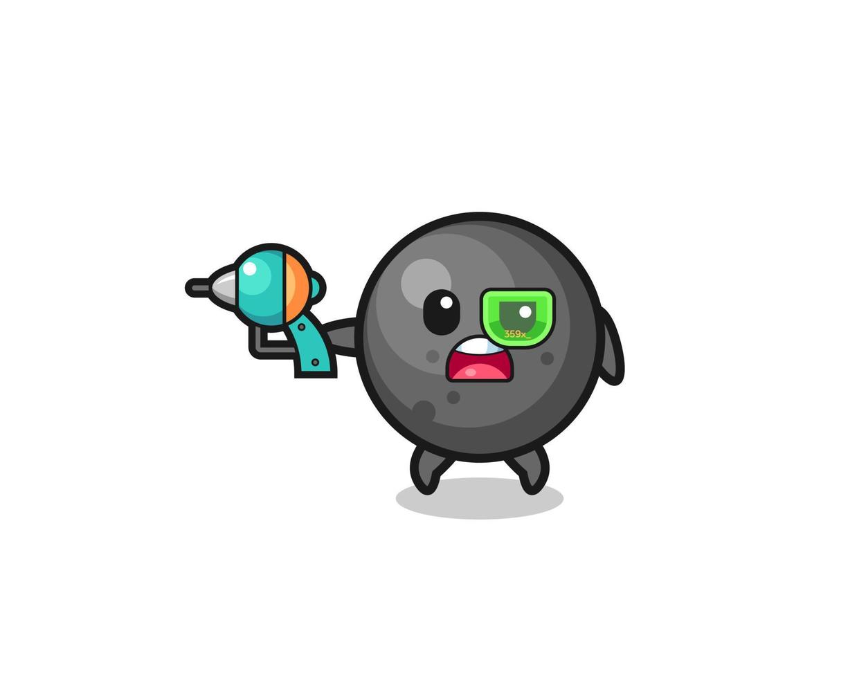 cute cannon ball holding a future gun vector