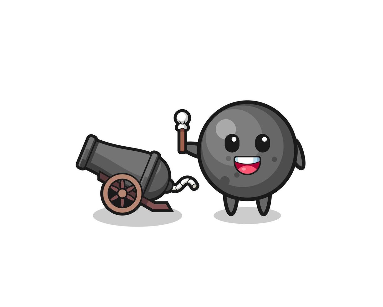 cute cannon ball shoot using cannon vector