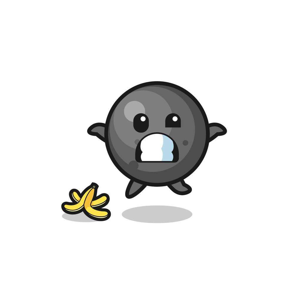 cannon ball cartoon is slip on a banana peel vector