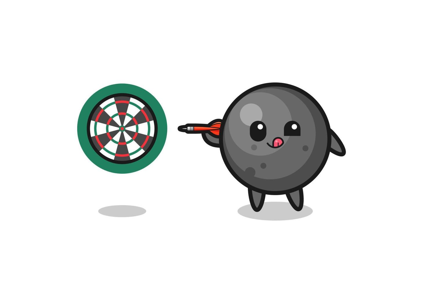 cute cannon ball is playing dart vector