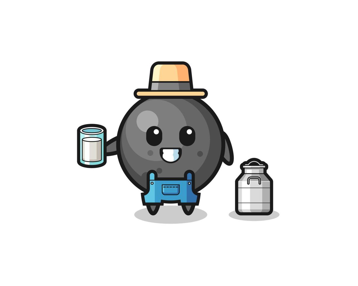 cannon ball cartoon as the dairy farmer vector