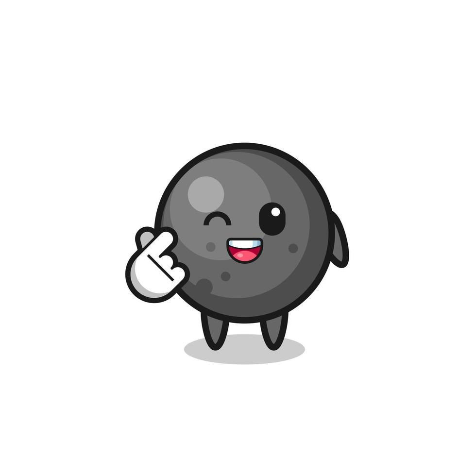 cannon ball character doing Korean finger heart vector