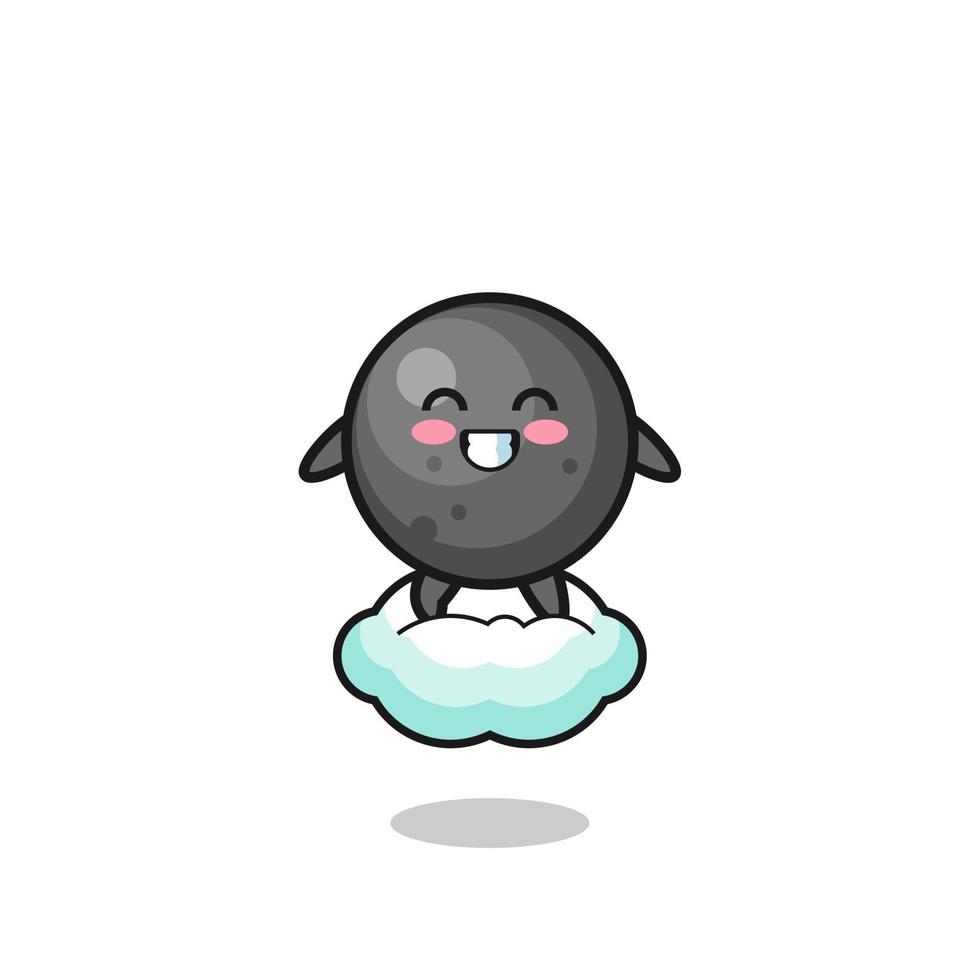 cute cannon ball illustration riding a floating cloud vector