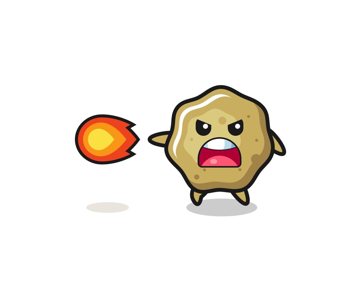 cute loose stools mascot is shooting fire power vector
