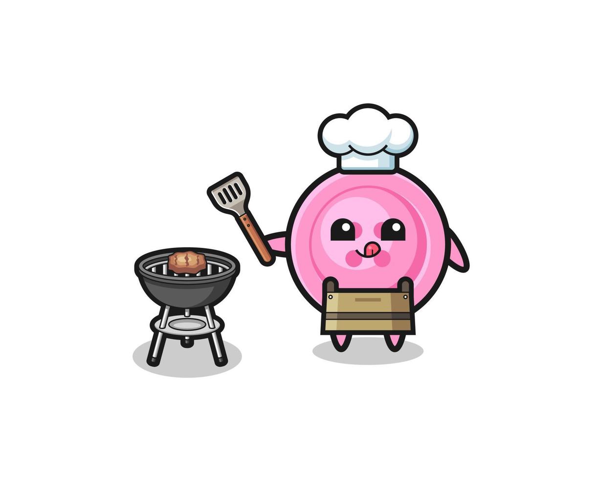 clothing button barbeque chef with a grill vector