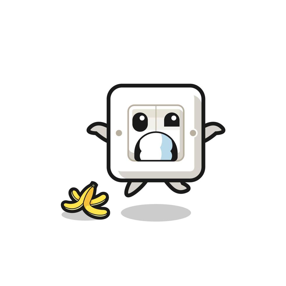 light switch cartoon is slip on a banana peel vector