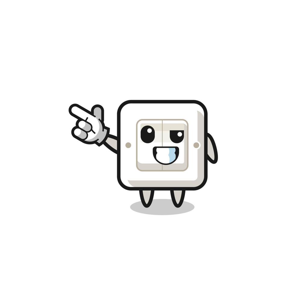 light switch mascot pointing top left vector
