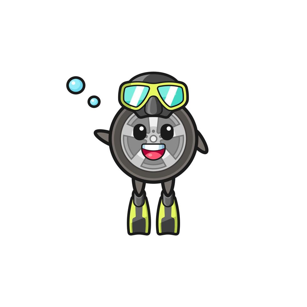 the car wheel diver cartoon character vector