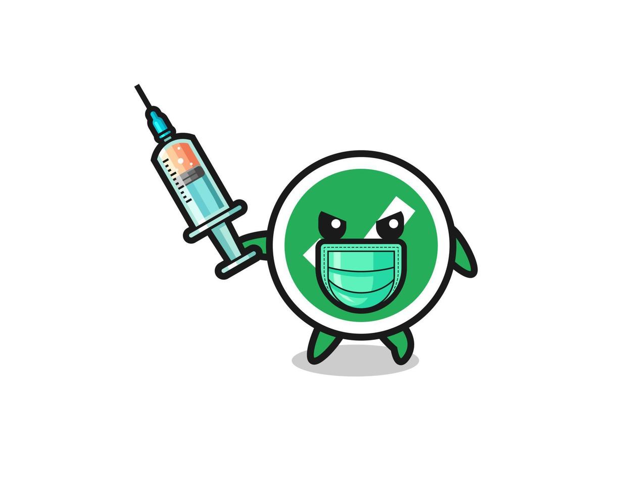 illustration of the check mark to fight the virus vector