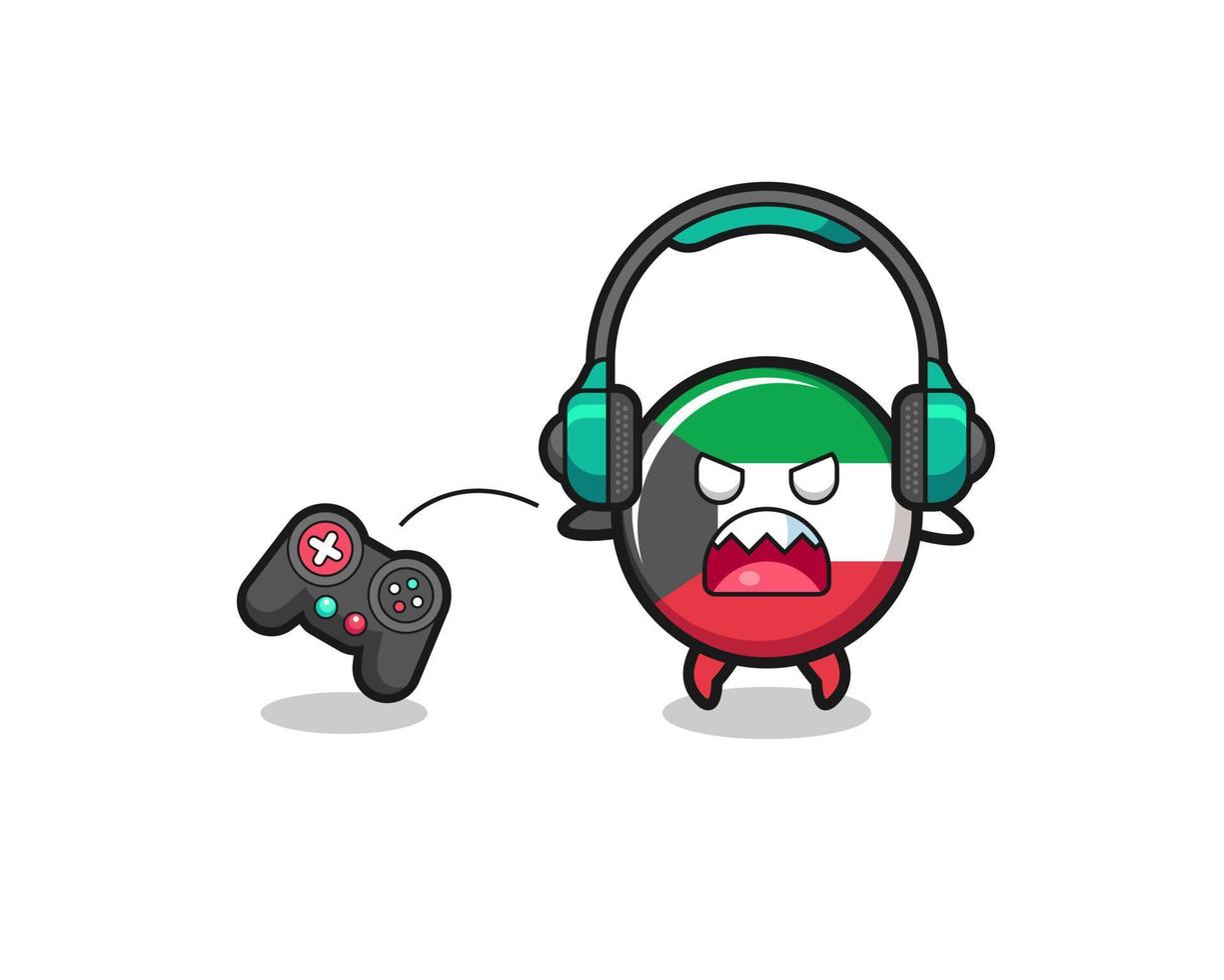 kuwait flag gamer mascot is angry vector