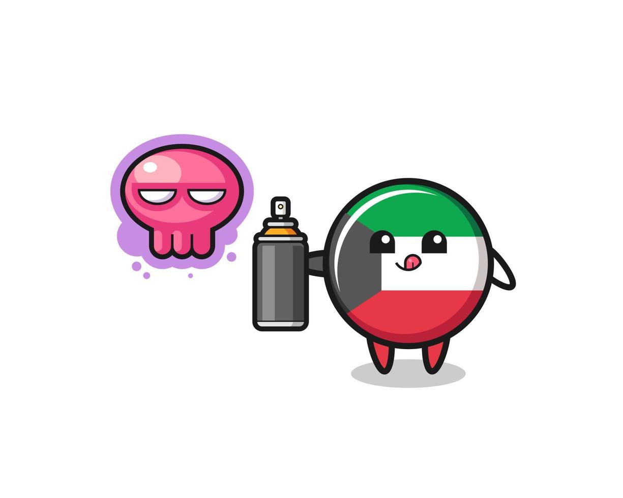 kuwait flag cartoon make a graffiti with a spray paint vector