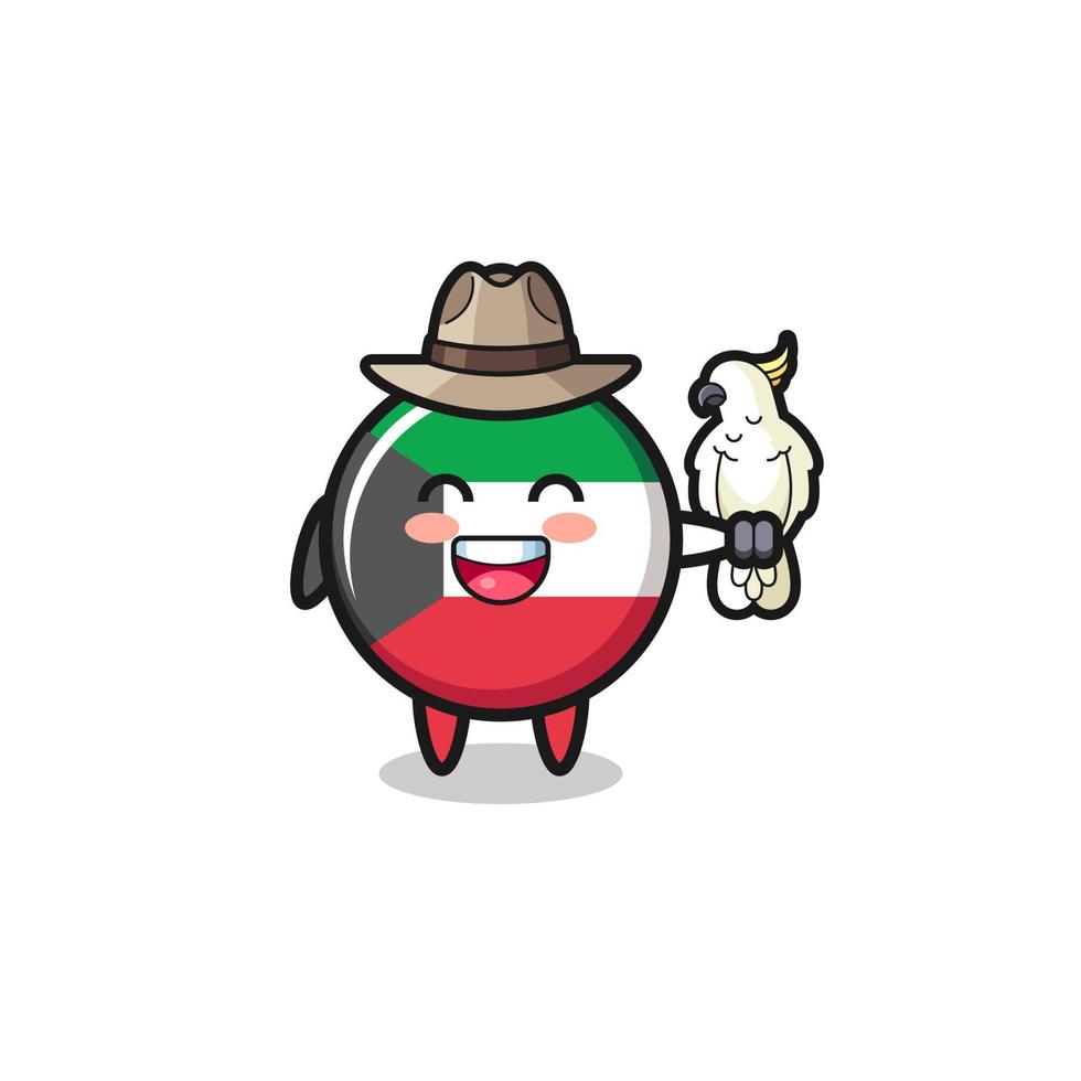 kuwait flag zookeeper mascot with a parrot vector