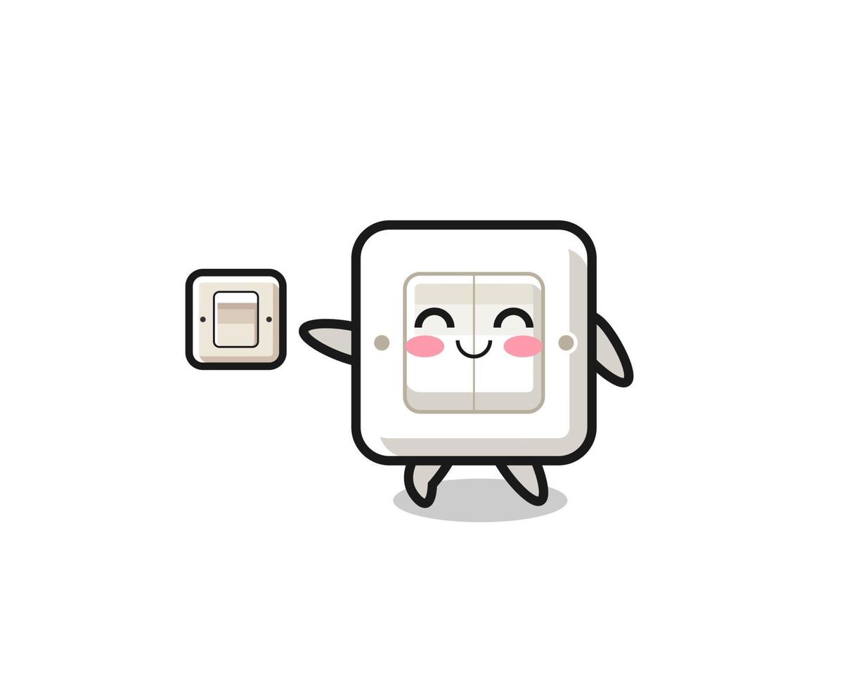 cartoon light switch is turning off light vector