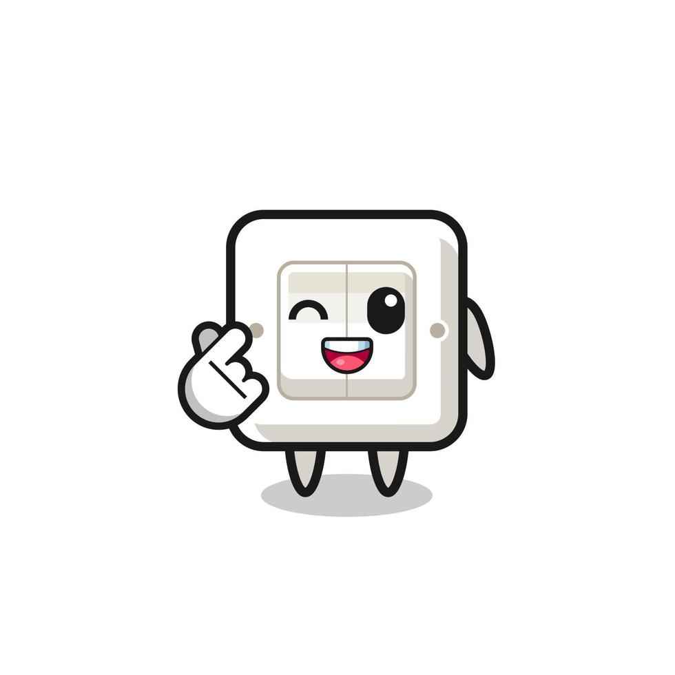 light switch character doing Korean finger heart vector