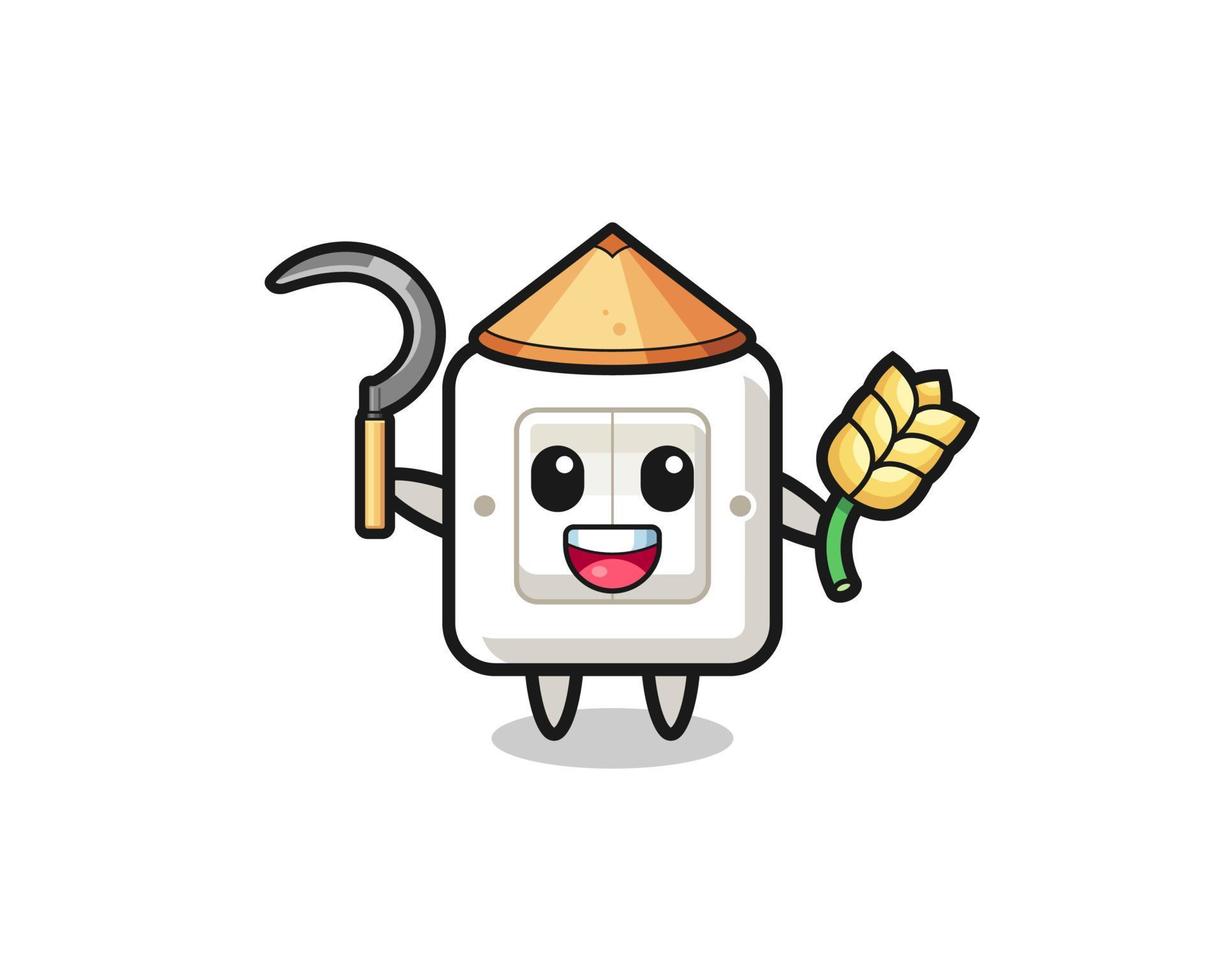 light switch Asian farmer holding paddy vector