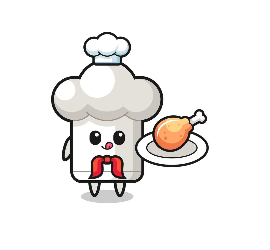 sombrero de chef pollo frito chef personaje de dibujos animados vector