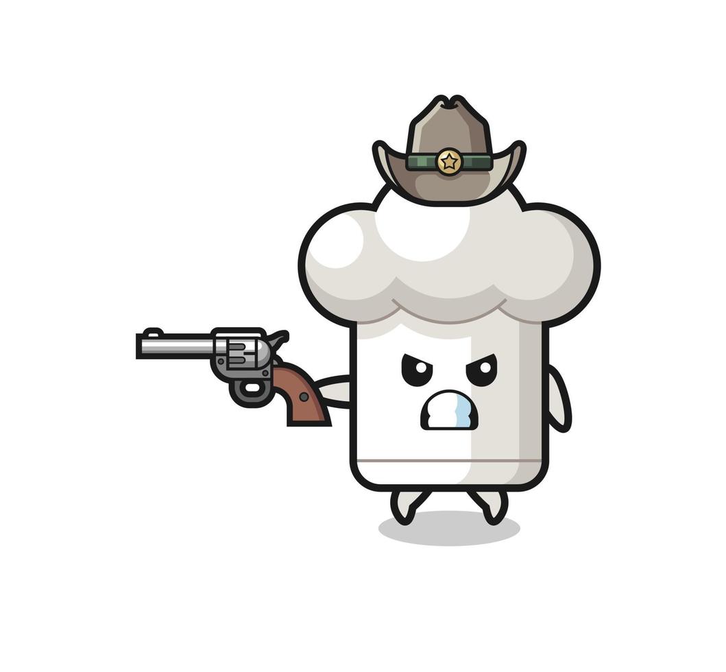 the chef hat cowboy shooting with a gun vector