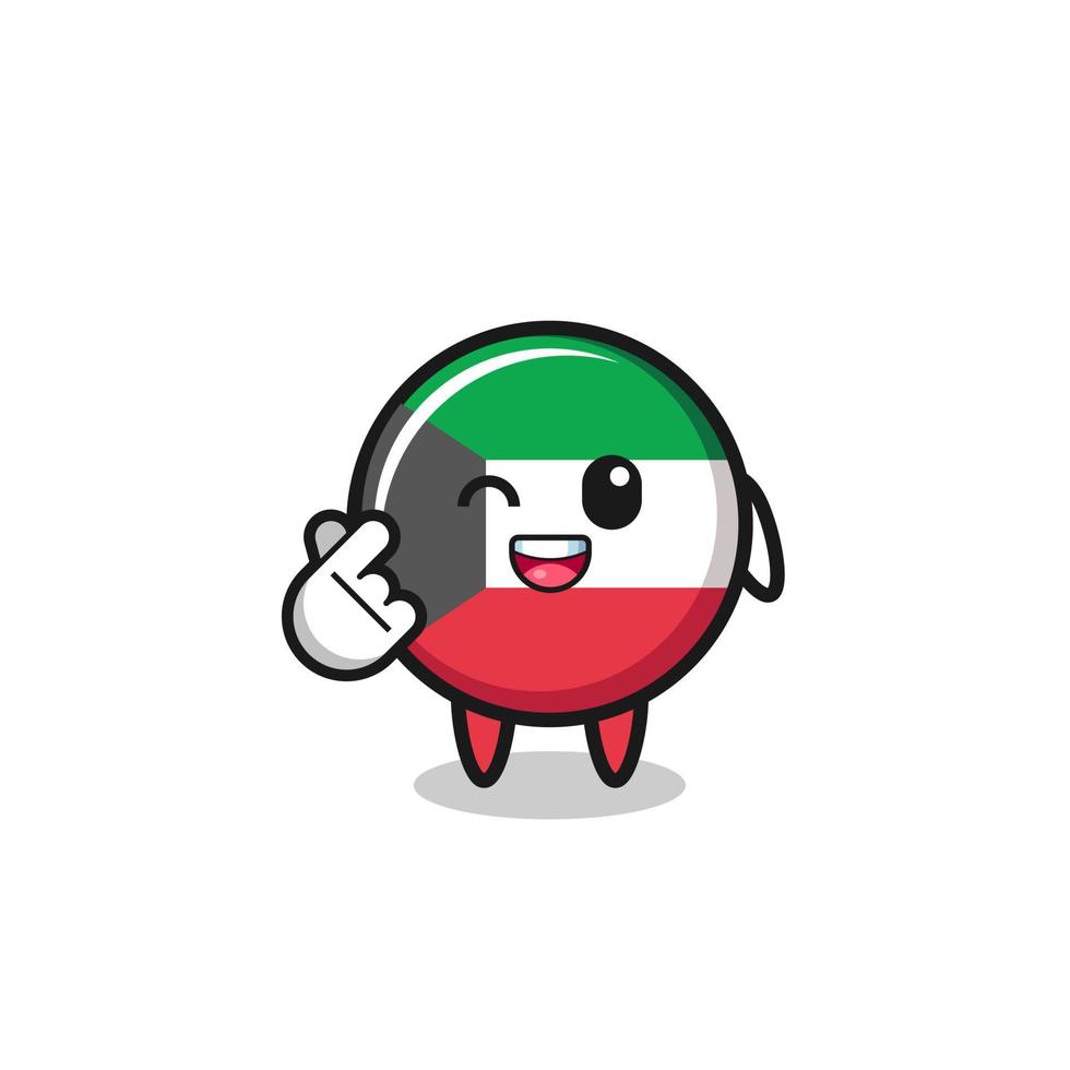 kuwait flag character doing Korean finger heart vector