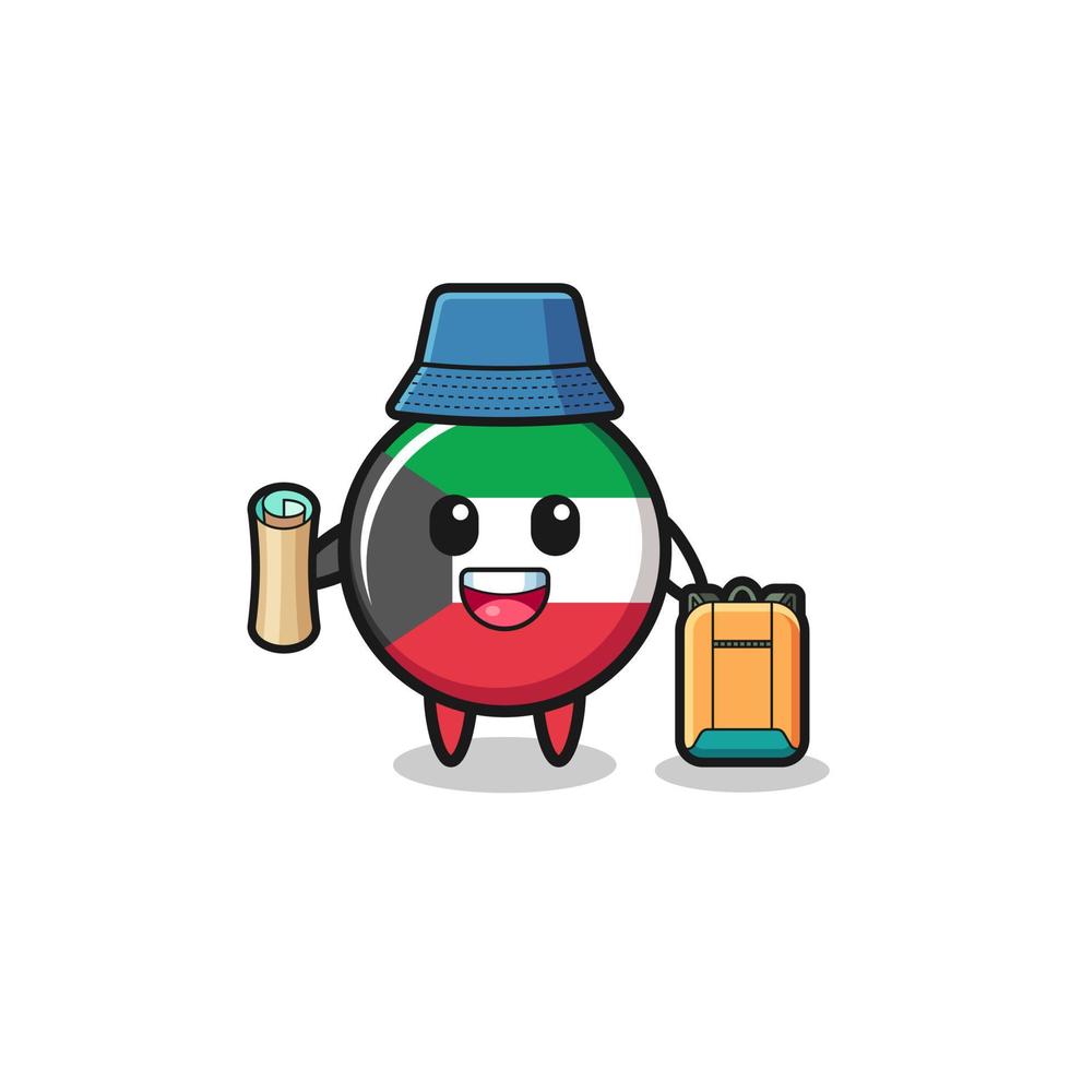 kuwait flag mascot character as hiker vector