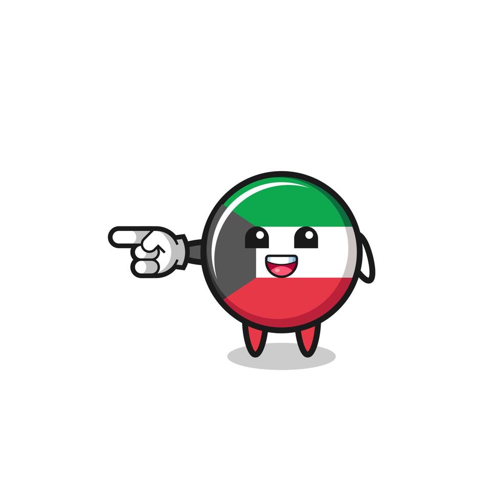 kuwait flag cartoon with pointing left gesture vector