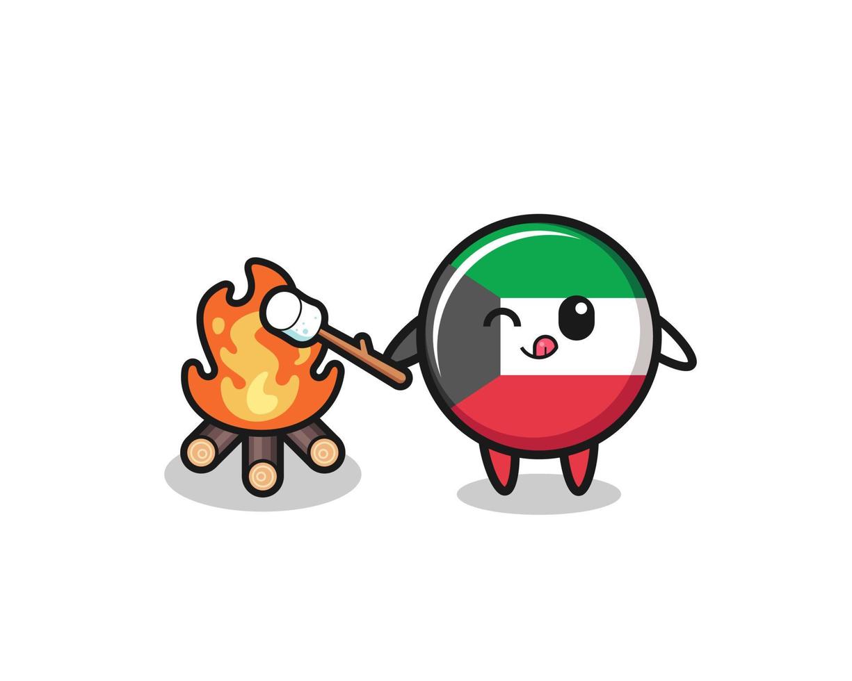 kuwait flag character is burning marshmallow vector