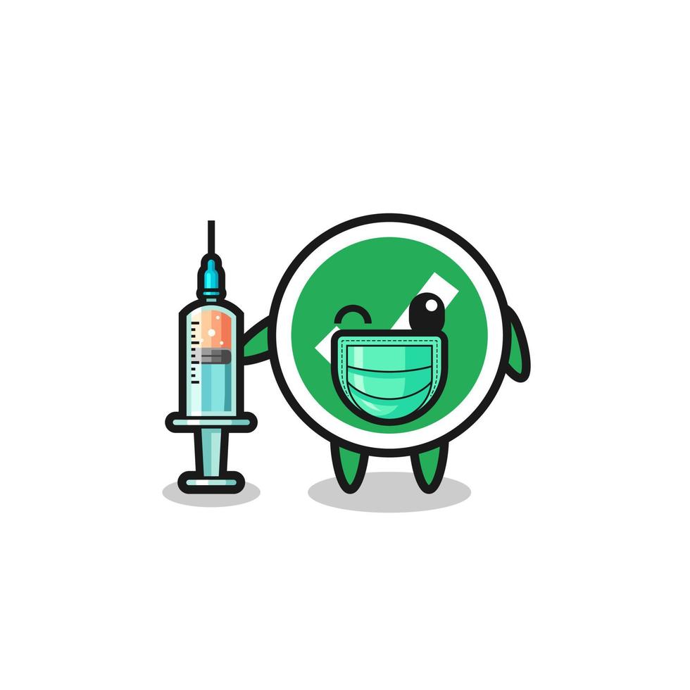 check mark mascot as vaccinator vector