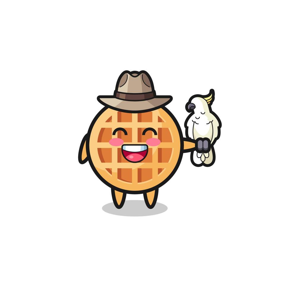 circle waffle zookeeper mascot with a parrot vector