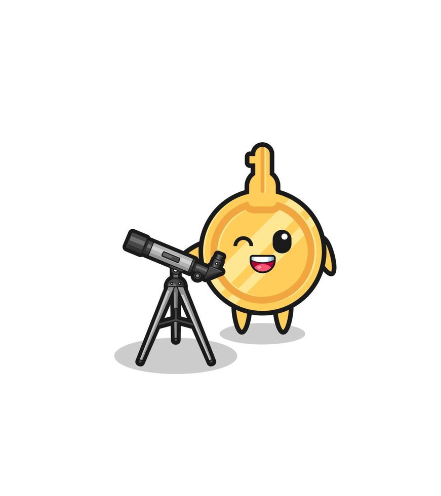 key astronomer mascot with a modern telescope vector