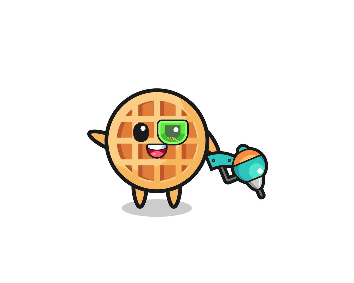 circle waffle cartoon as future warrior mascot vector