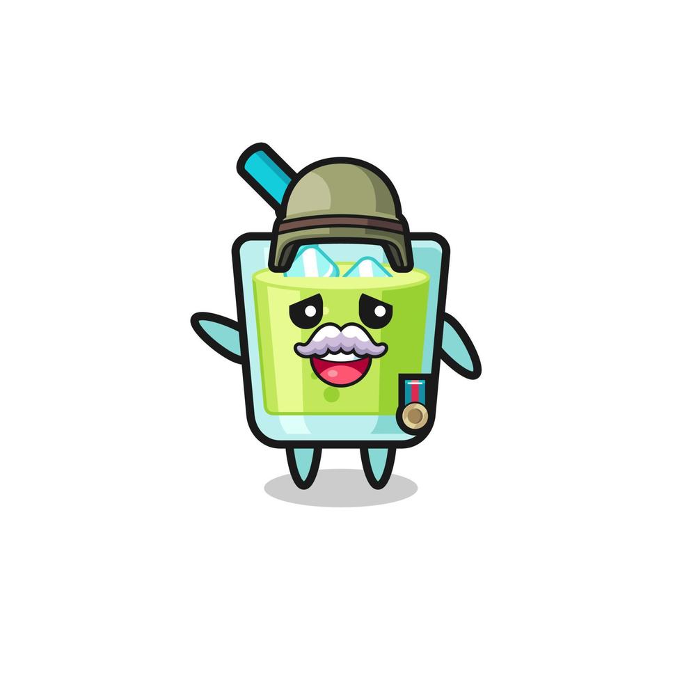 cute melon juice as veteran cartoon vector