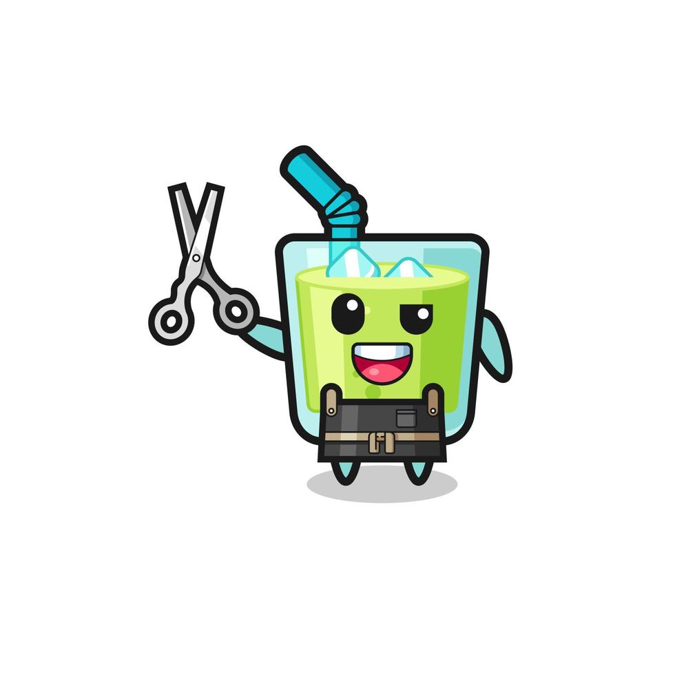 melon juice character as barbershop mascot vector
