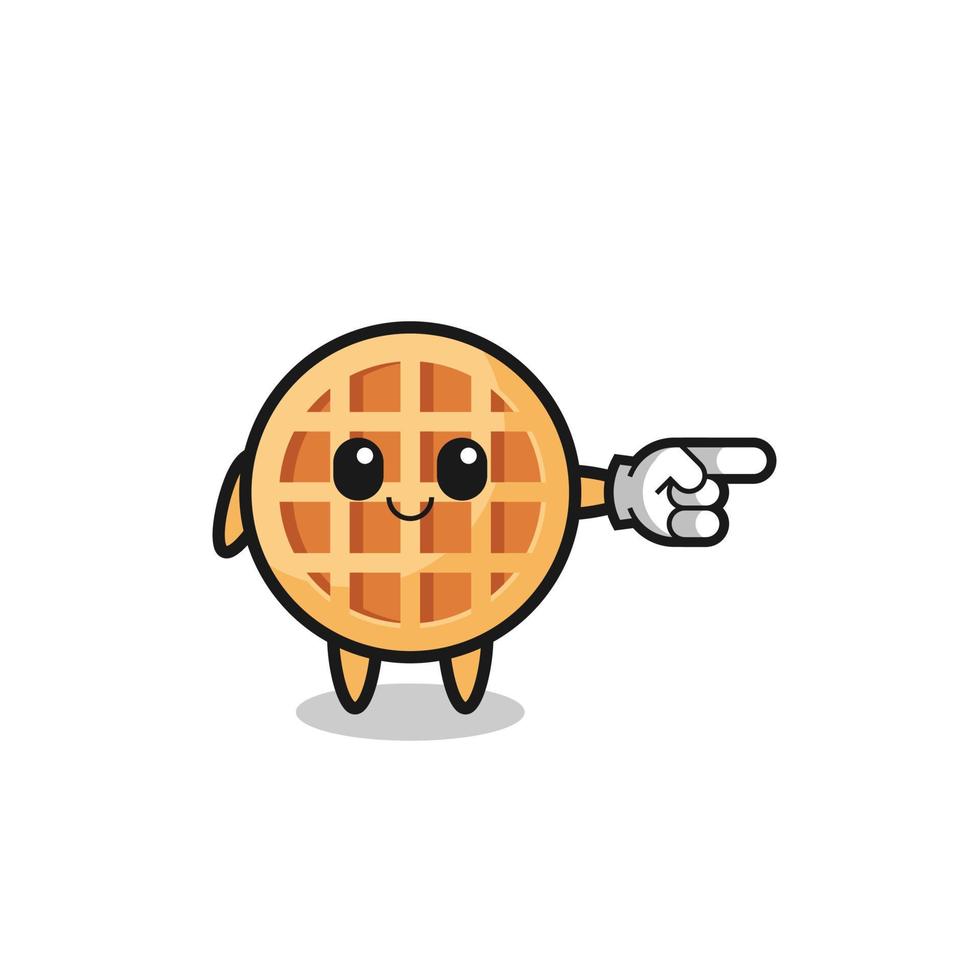 circle waffle mascot with pointing right gesture vector