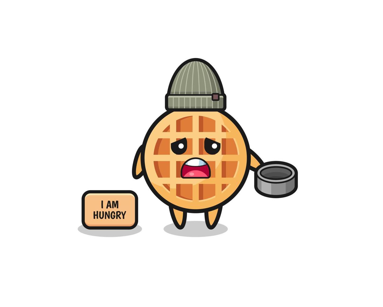 cute circle waffle beggar cartoon character vector