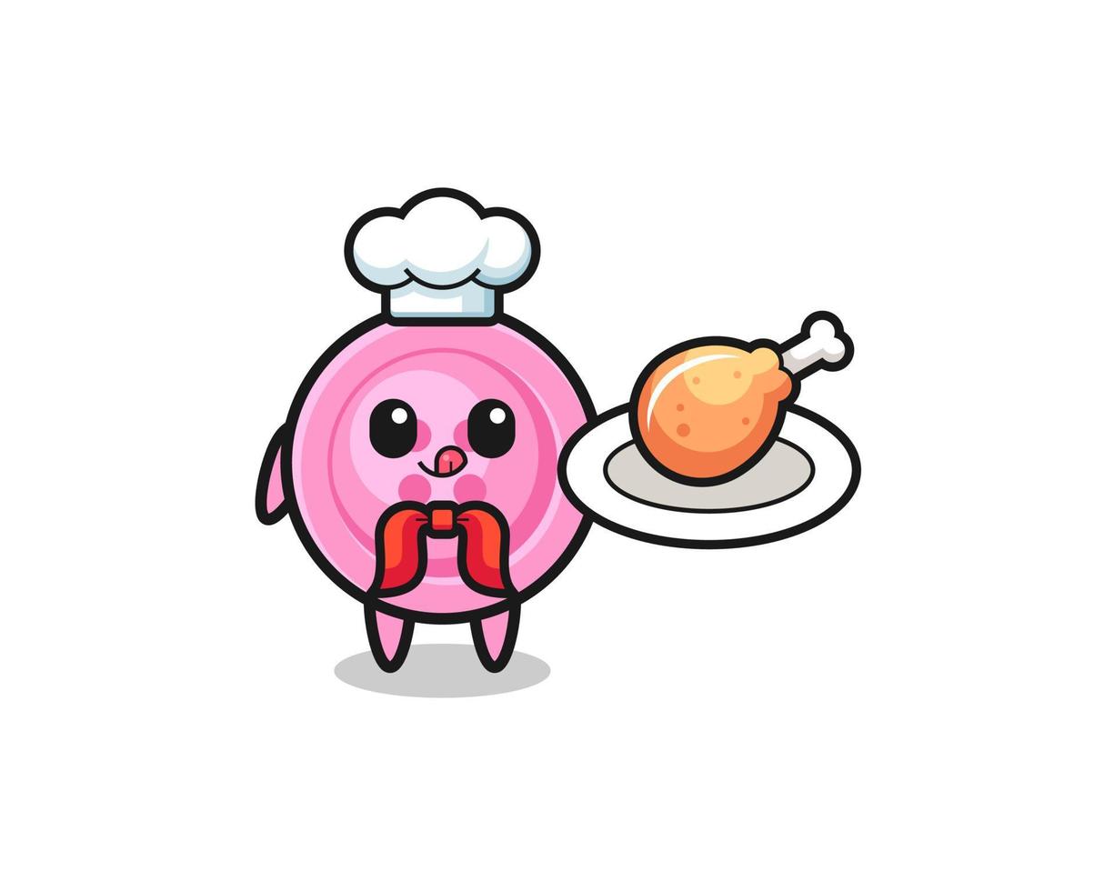 botón de ropa pollo frito chef personaje de dibujos animados vector