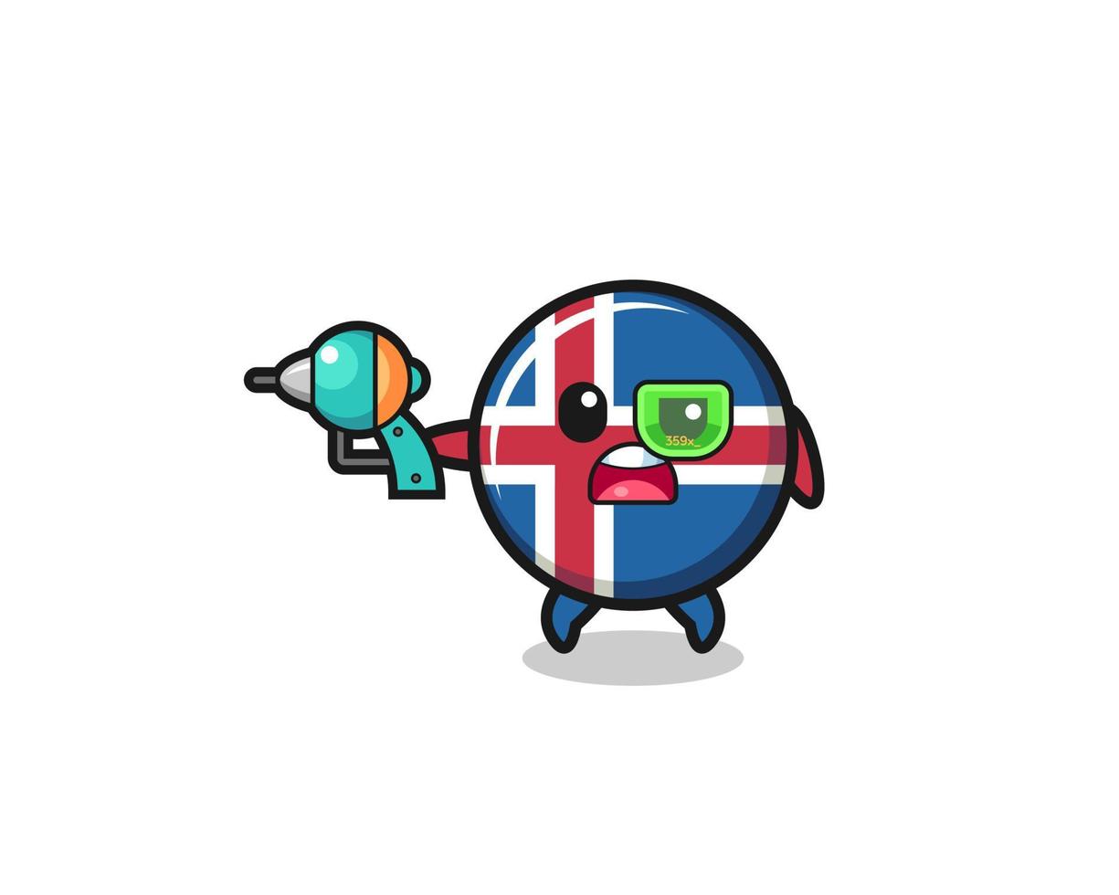 cute iceland flag holding a future gun vector