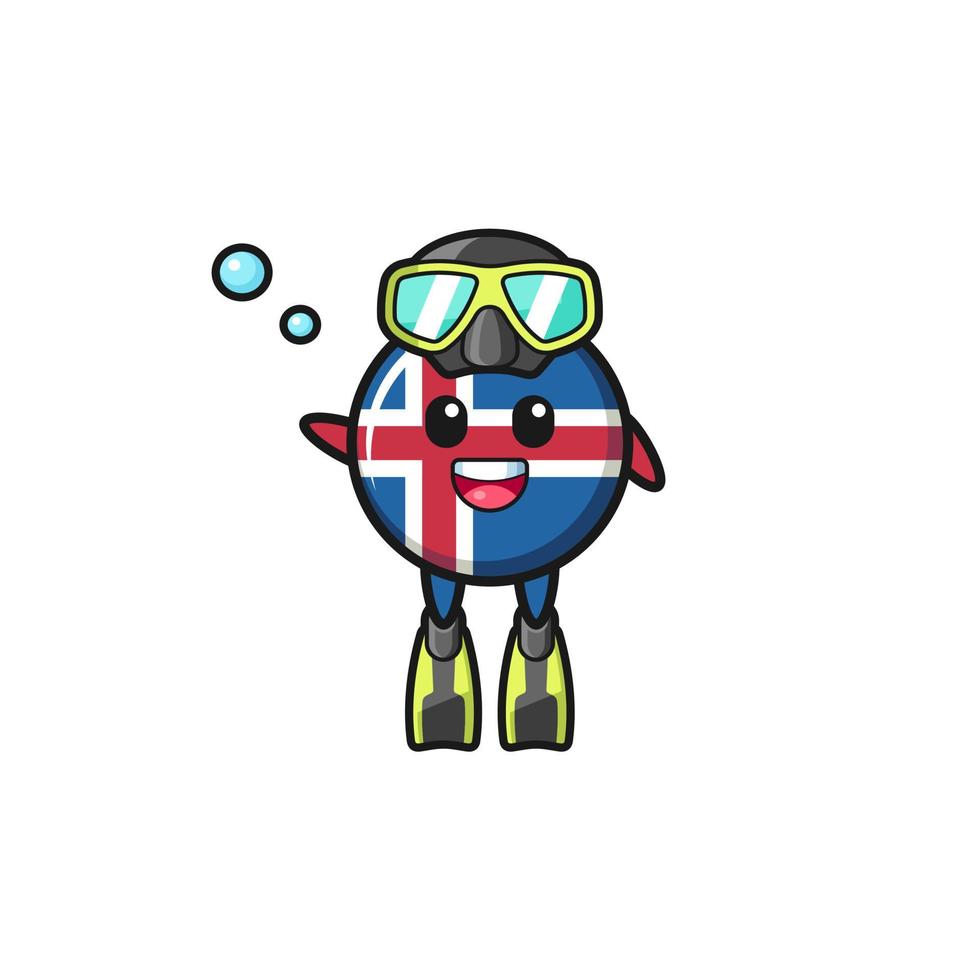 the iceland flag diver cartoon character vector